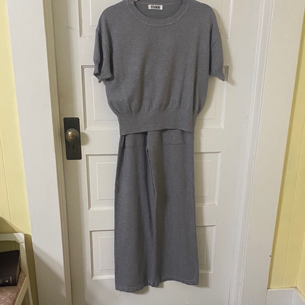 YUNA FASHION Gray Sweater Women's Pantsuit